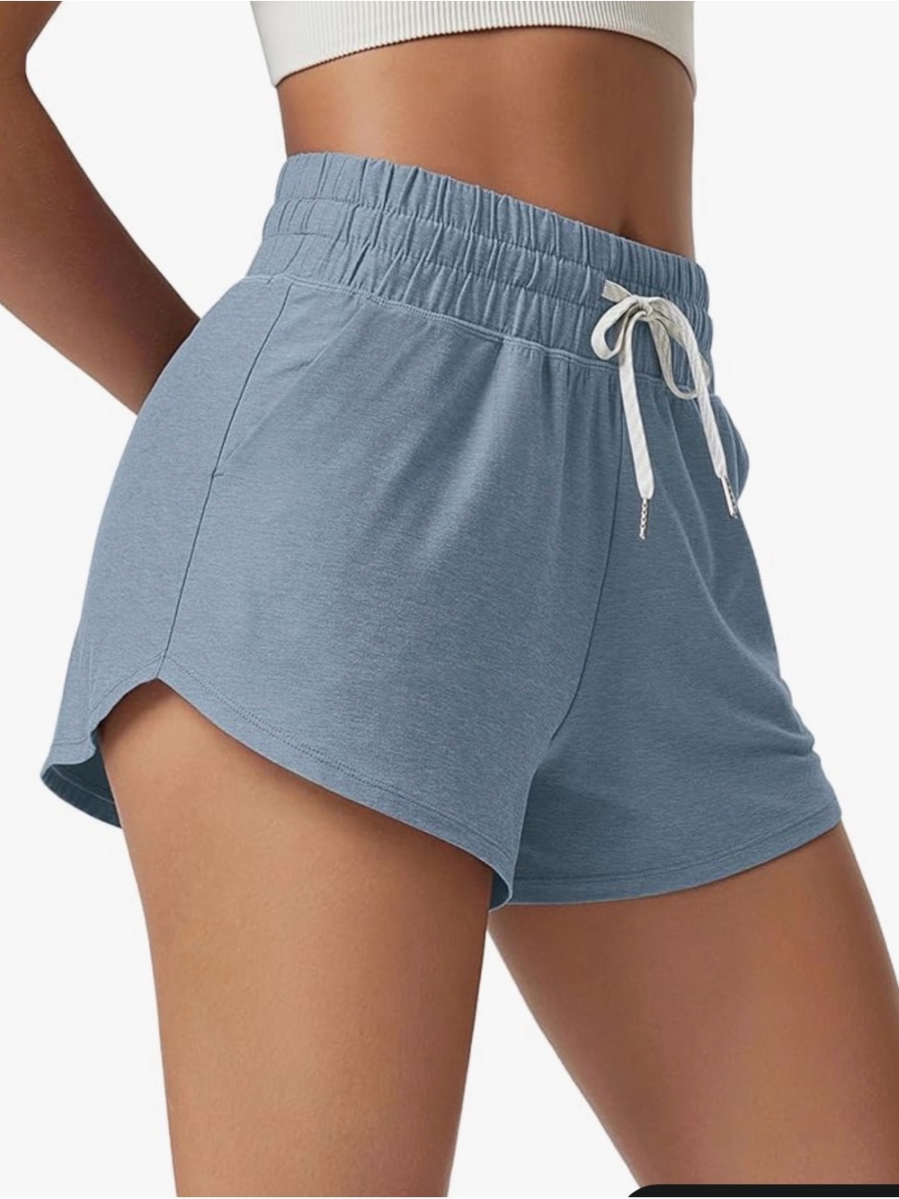 Women’s Athletic Drawstring Shorts - Dusty Blue